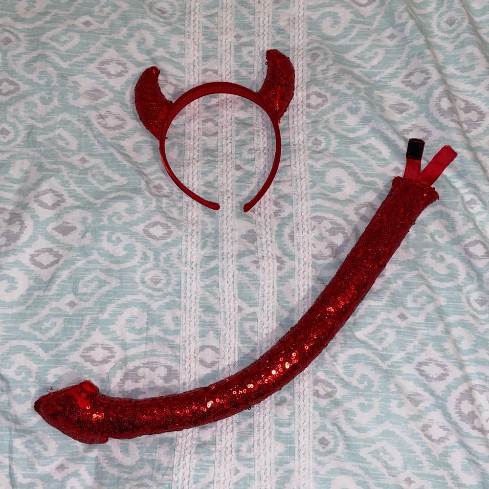 H&M Devil Red Sequin Horns and Tail